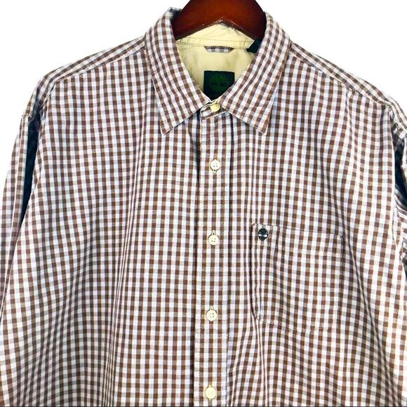Timberland Cotton Brown and Gray Plaid Button Down Shirt - Picture 3 of 10